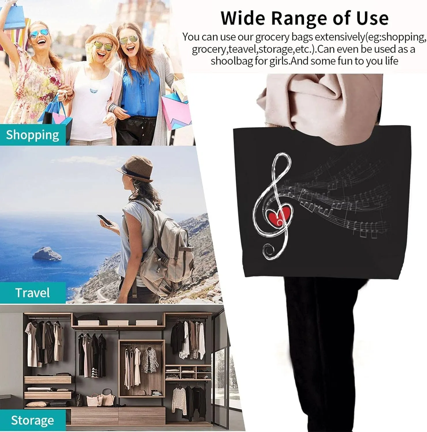 Famame Canvas Tote Bag Large Women Casual Shoulder Bag Handbag Reusable Multipurpose Shopping Grocery Bag For Outdoors…