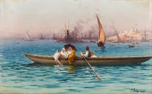 FANBUiHU Classic Art Pictures Wall Modern Artwork Amusement on the Caique by Fausto Zonaro Vintage Print for Home Decor 60x90cm