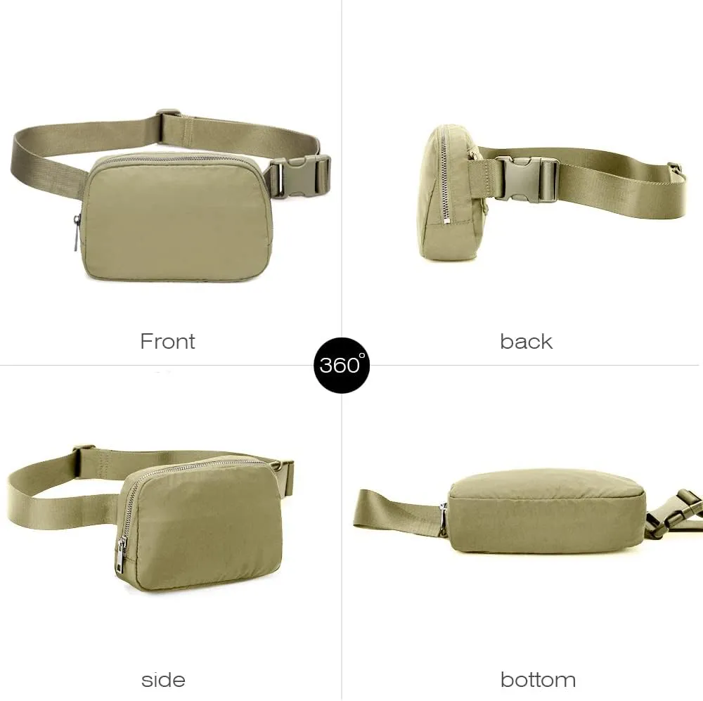 Fanny Belt Bag Waist Pack Crossbody Bags Bum Bag for Running Hiking Travel Workout Adjustable Strap for Women-Khaki green