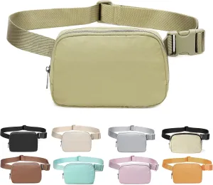 Fanny Belt Bag Waist Pack Crossbody Bags Bum Bag for Running Hiking Travel Workout Adjustable Strap for Women-Khaki green