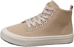 Fashion High Top Sneakers Womens Retro Classic Canvas Shoes Leopard Print Khaki Black Casual Tennis Shoes for Girls
