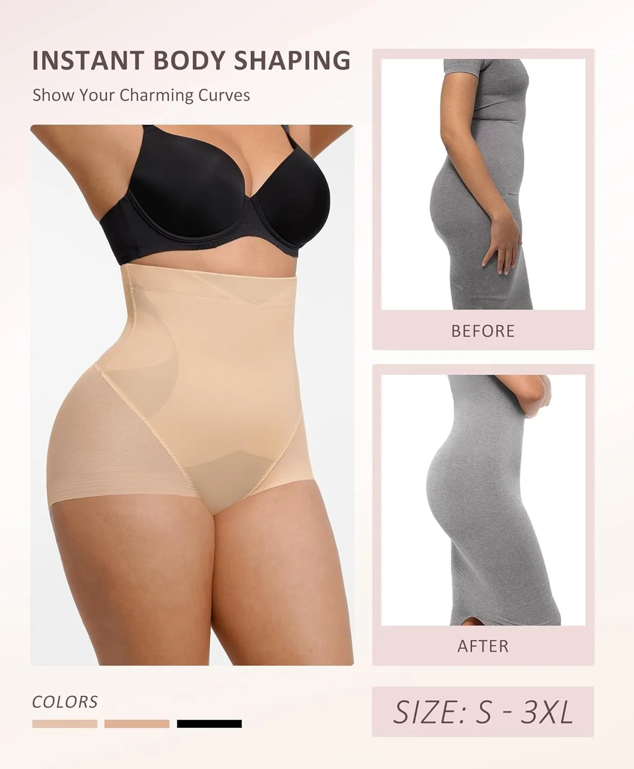 FeelinGirl Tummy Control Shapewear for Women Butt Lifting Briefs Underwear