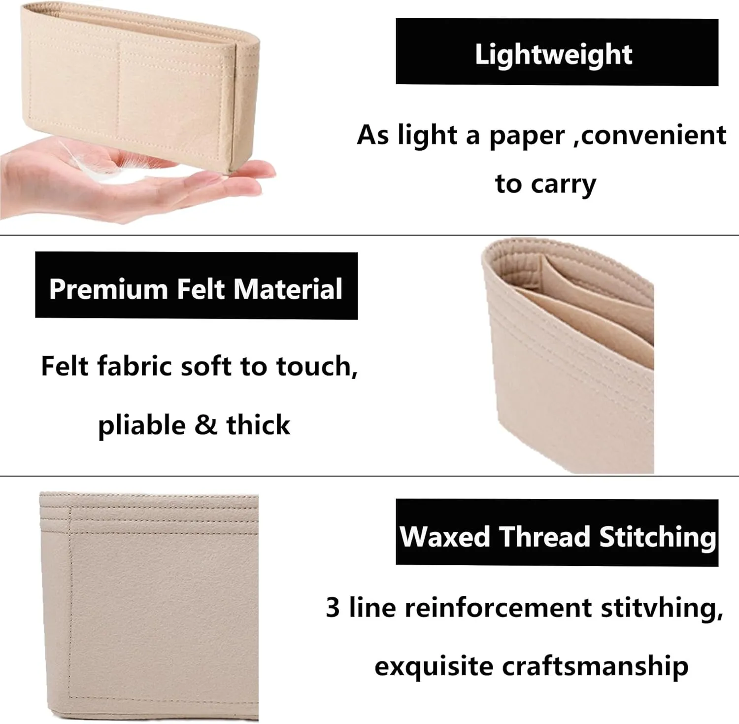 Felt Extra Mini Purse Organizer Insert Compatible with Super Mini GG Marmont Matelasse Shoulder Bag and More Bags, Handbags Organizer for Women Bag(Beige,Super mini)