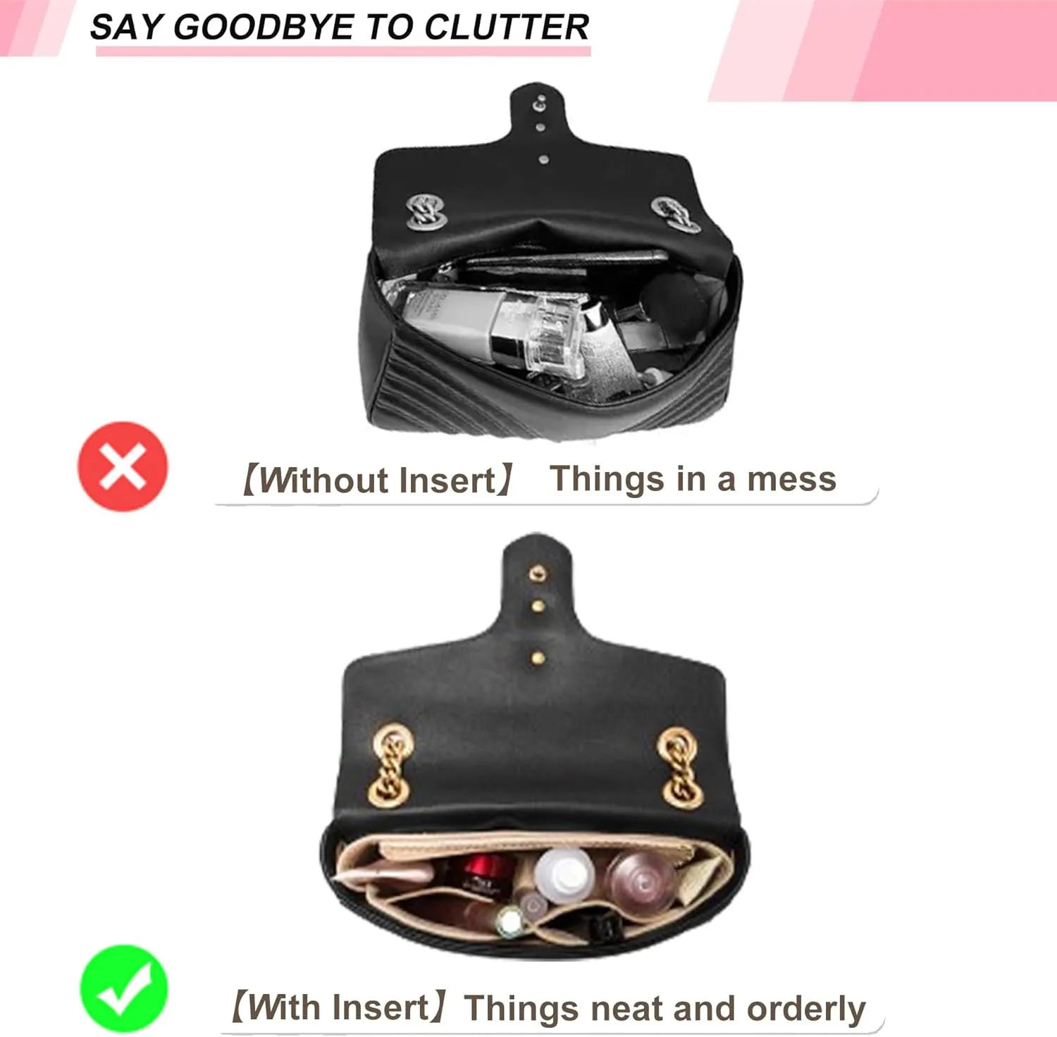 Felt Extra Mini Purse Organizer Insert Compatible with Super Mini GG Marmont Matelasse Shoulder Bag and More Bags, Handbags Organizer for Women Bag(Beige,Super mini)