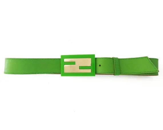 Fendi Zucca Logo Neon Green Belt