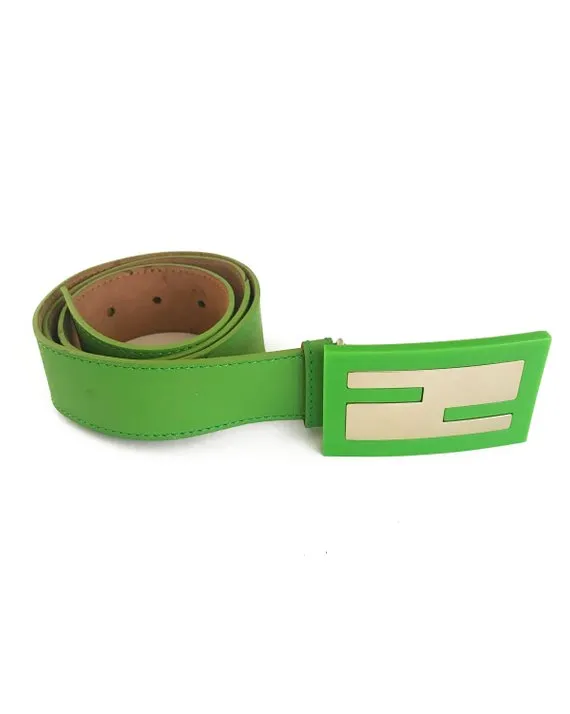 Fendi Zucca Logo Neon Green Belt