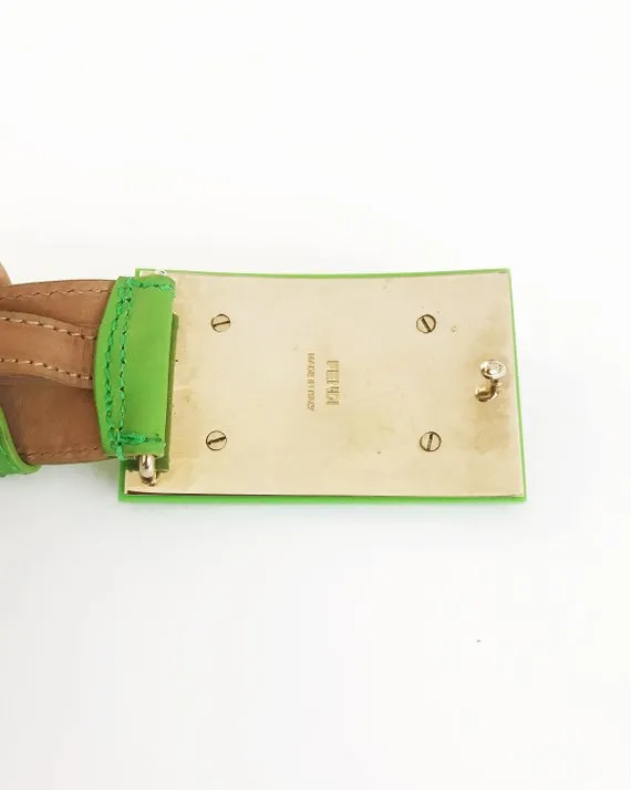 Fendi Zucca Logo Neon Green Belt
