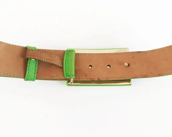 Fendi Zucca Logo Neon Green Belt