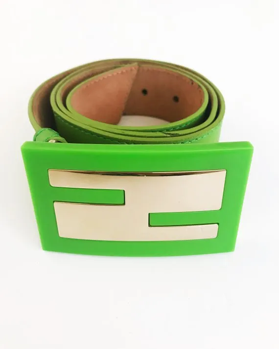 Fendi Zucca Logo Neon Green Belt