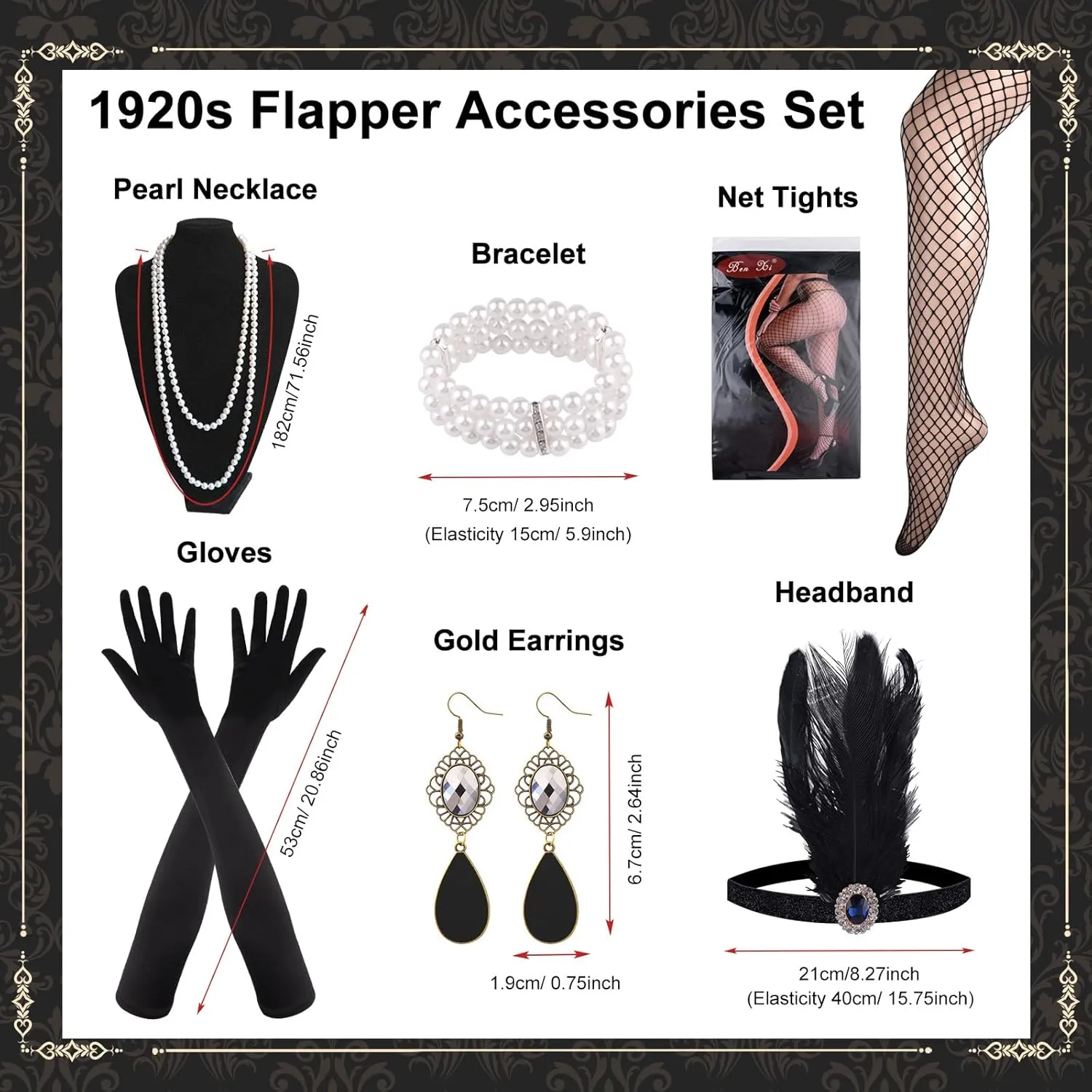 FEPITO 1920s Flapper Dresses for Women, Fringed Sequin Great Gatsby Dress for Women with 20s Accessories, Roaring 20s Costume