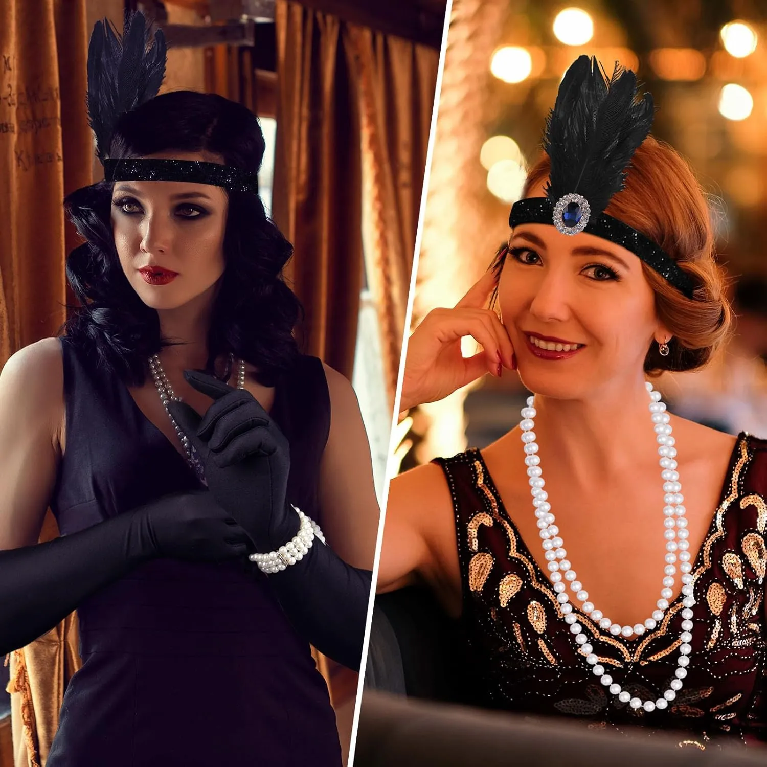 FEPITO 1920s Flapper Dresses for Women, Fringed Sequin Great Gatsby Dress for Women with 20s Accessories, Roaring 20s Costume