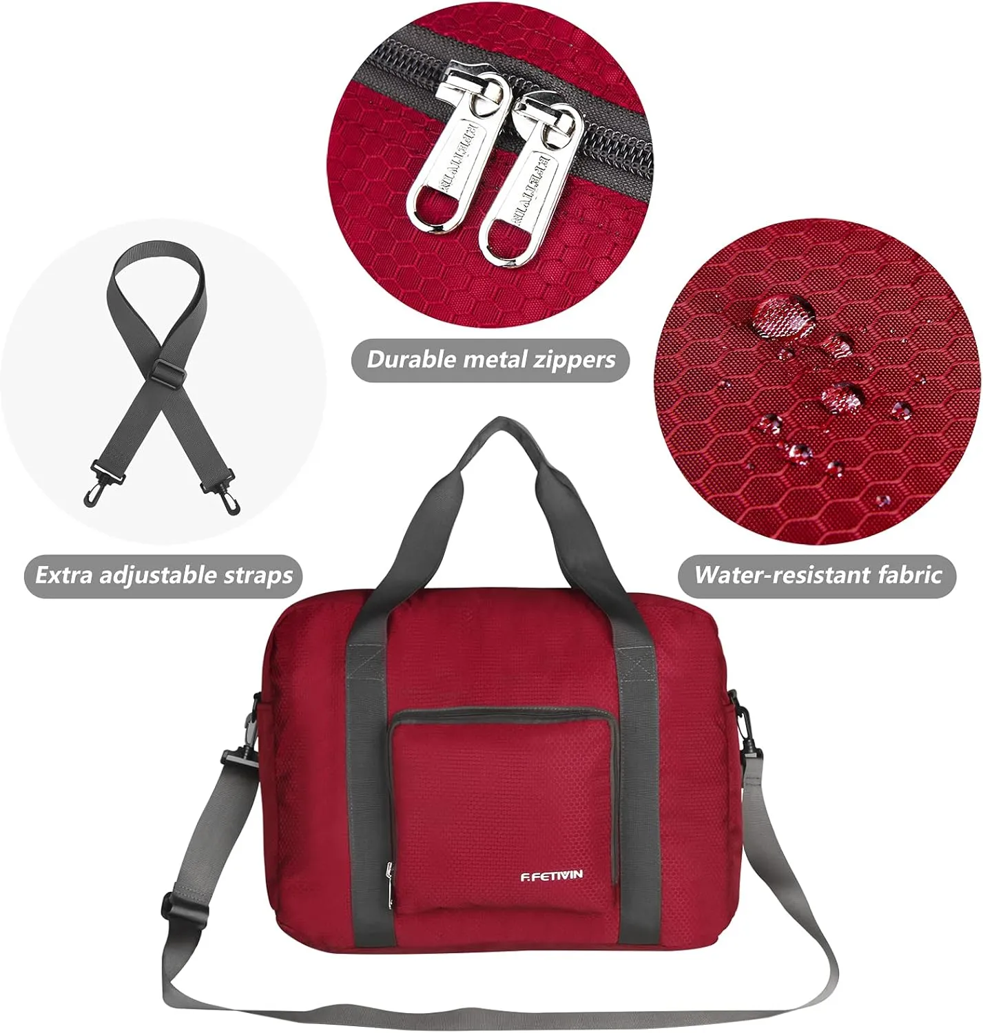 F.FETIVIN Personal item travel bag 18x14x8 for Spirit Airlines Lightweight carry on duffle bag waterproof for Gym,Sports,Vacation