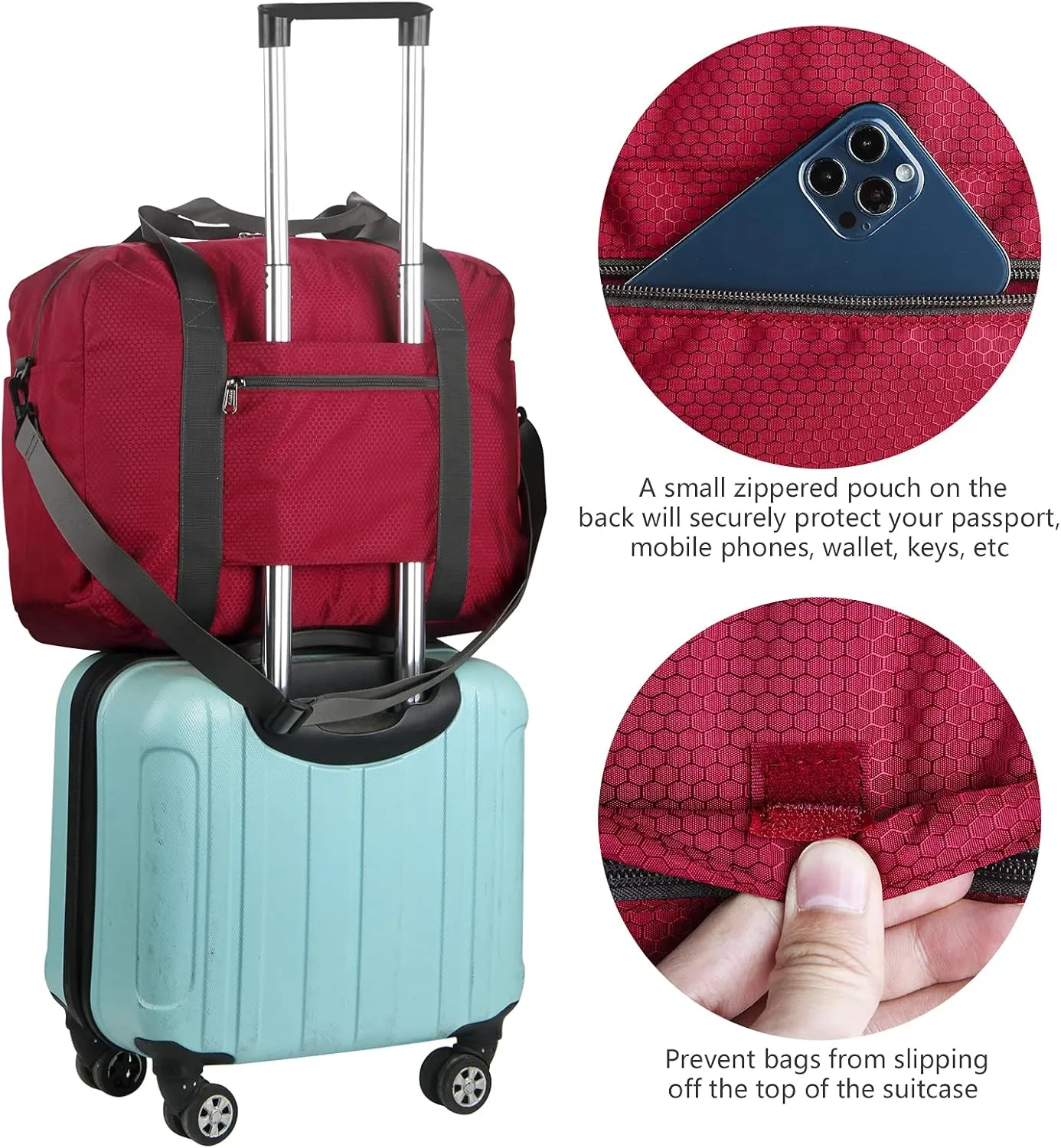 F.FETIVIN Personal item travel bag 18x14x8 for Spirit Airlines Lightweight carry on duffle bag waterproof for Gym,Sports,Vacation