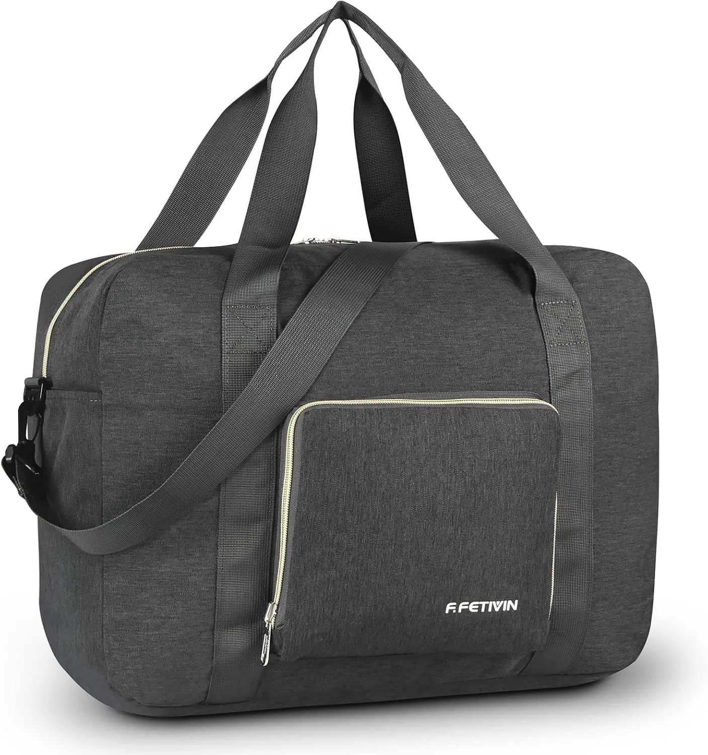 F.FETIVIN Personal item travel bag 18x14x8 for Spirit Airlines Lightweight carry on duffle bag waterproof for Gym,Sports,Vacation(Grey)