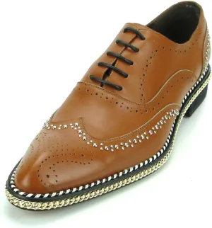 FI-7201 Men's Leather Lace up Wing Tip Shoes