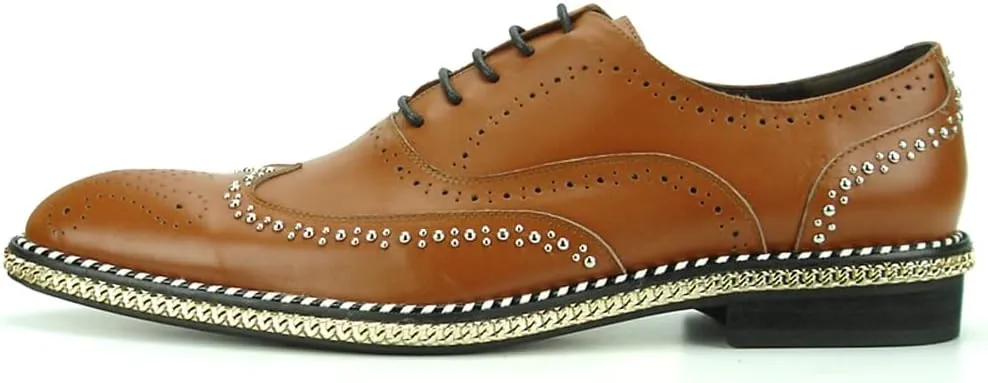 FI-7201 Men's Leather Lace up Wing Tip Shoes