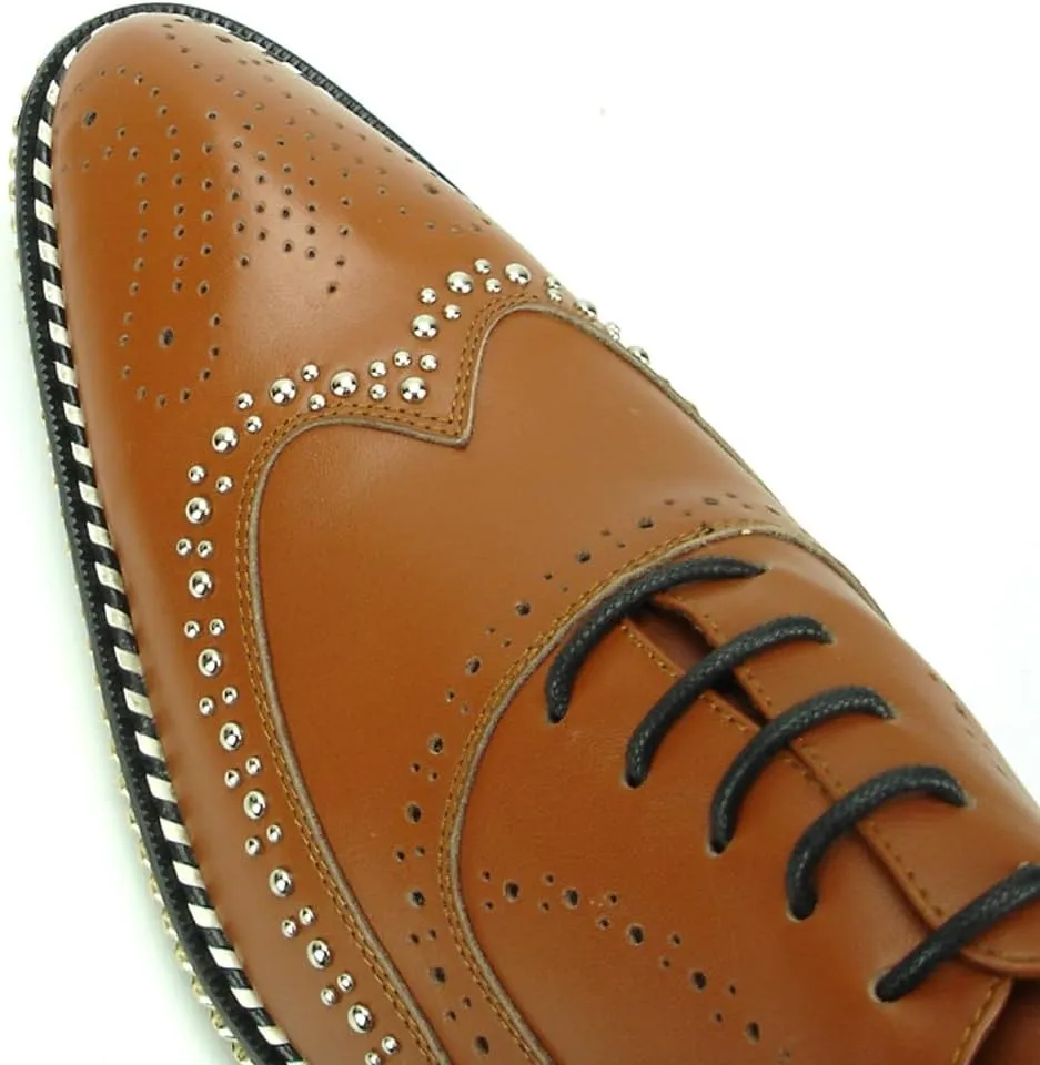 FI-7201 Men's Leather Lace up Wing Tip Shoes