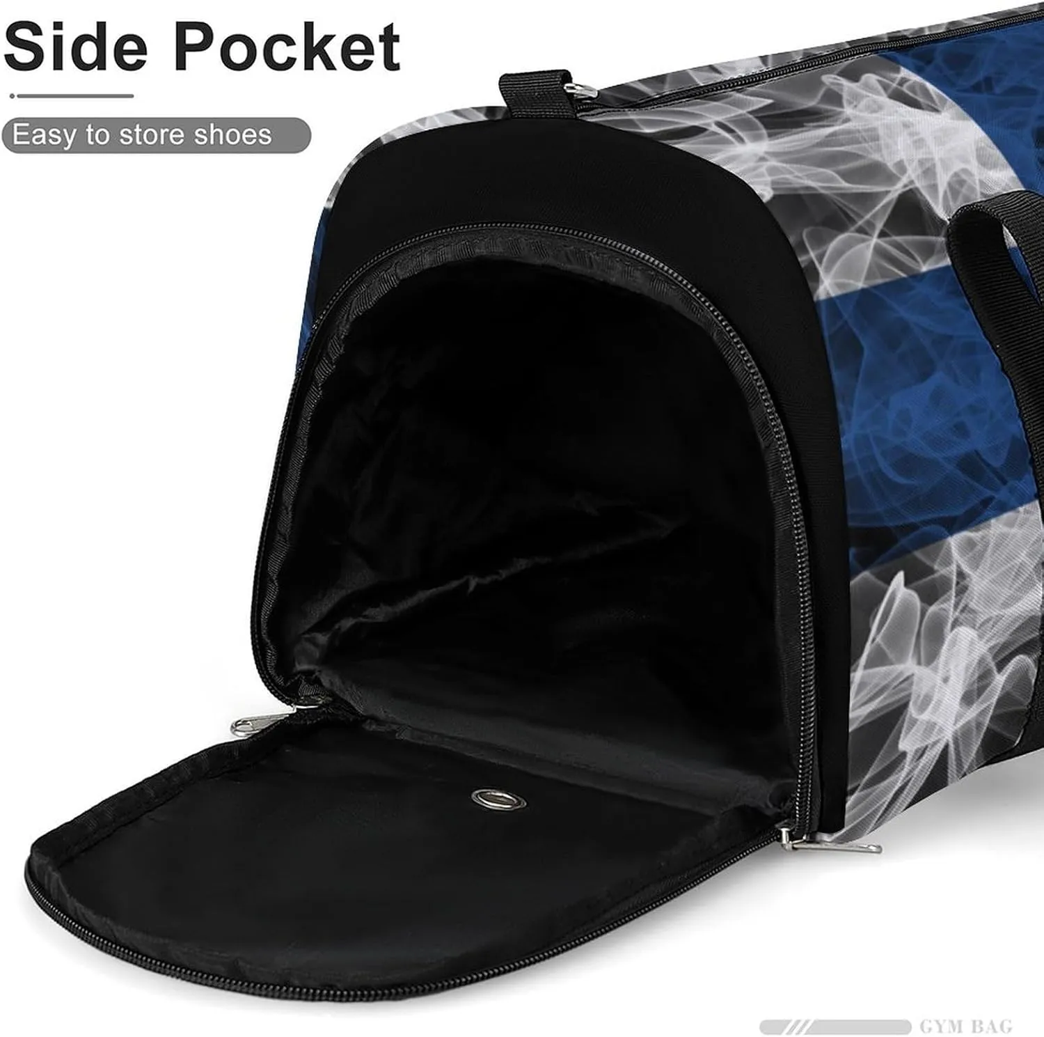 Finland Flag Smoke Style Travel Duffel Bag with Shoe Compartment for Gym Yoga Beach Weekender