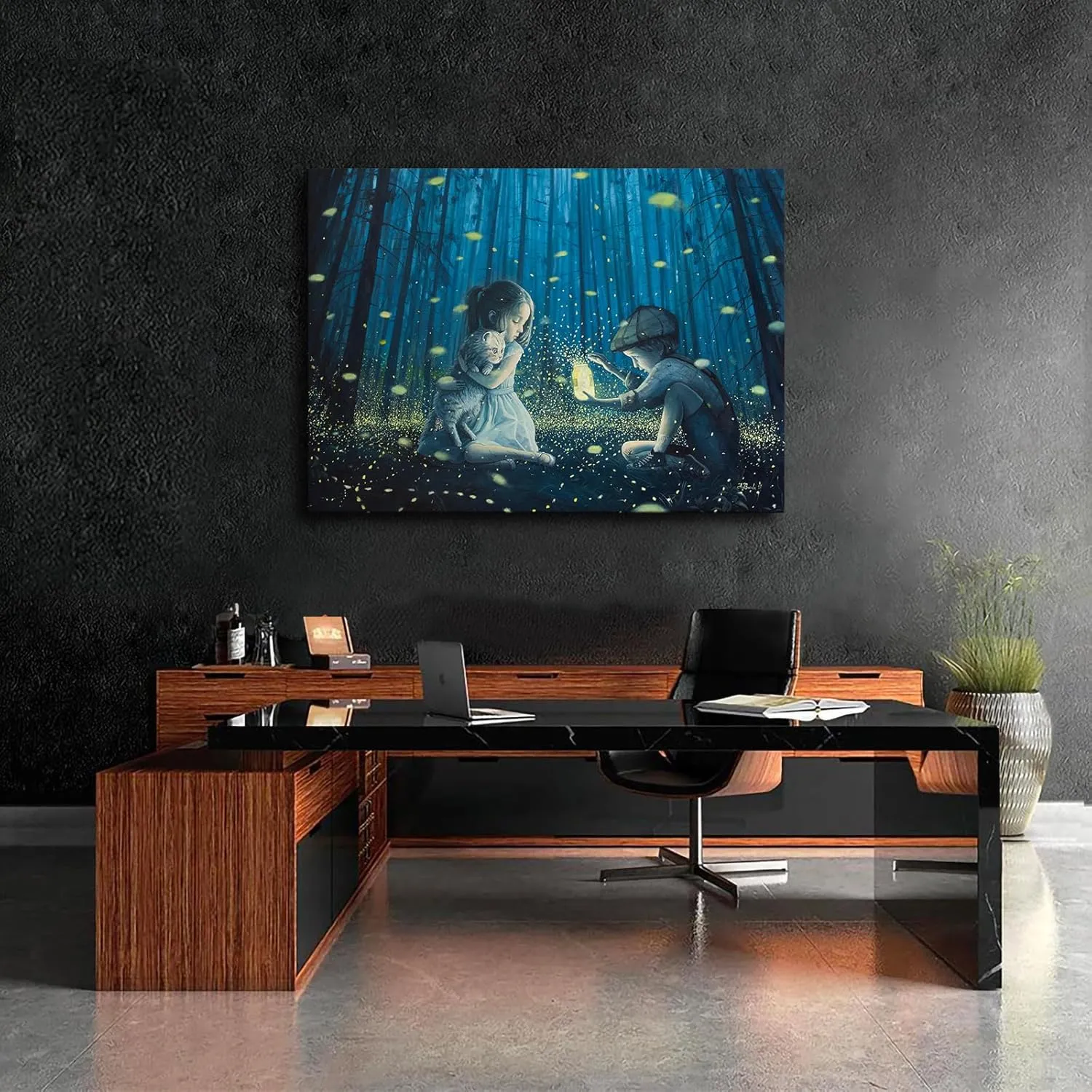 Firefly Secrets Chasing Fireflies Poster Canvas Print Inspirational Wall Decor Home Decor Art Aesthetic Hanging Painting (12×16inch_Framed)