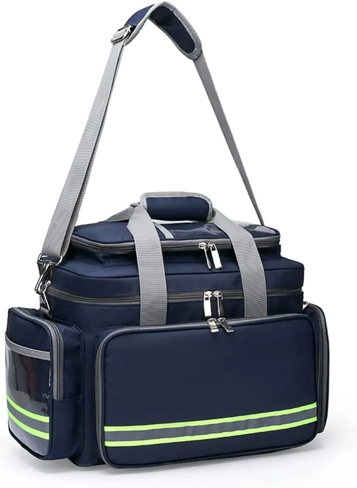 First Aid Kit Multiple Compartments Lightweight Emergency Responder Trauma Bag - Great for Home, Outdoors, Office, Car, Travel, Camping, Hiking, Boating(Color:Blue), 45x28x33cm