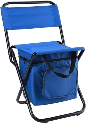 Fishing Chair with Cooler Bag Compact Fishing Stool Foldable Camping Chair Outdoor Folding Ice Bag Chair with Storage Bag (Size : Blue)