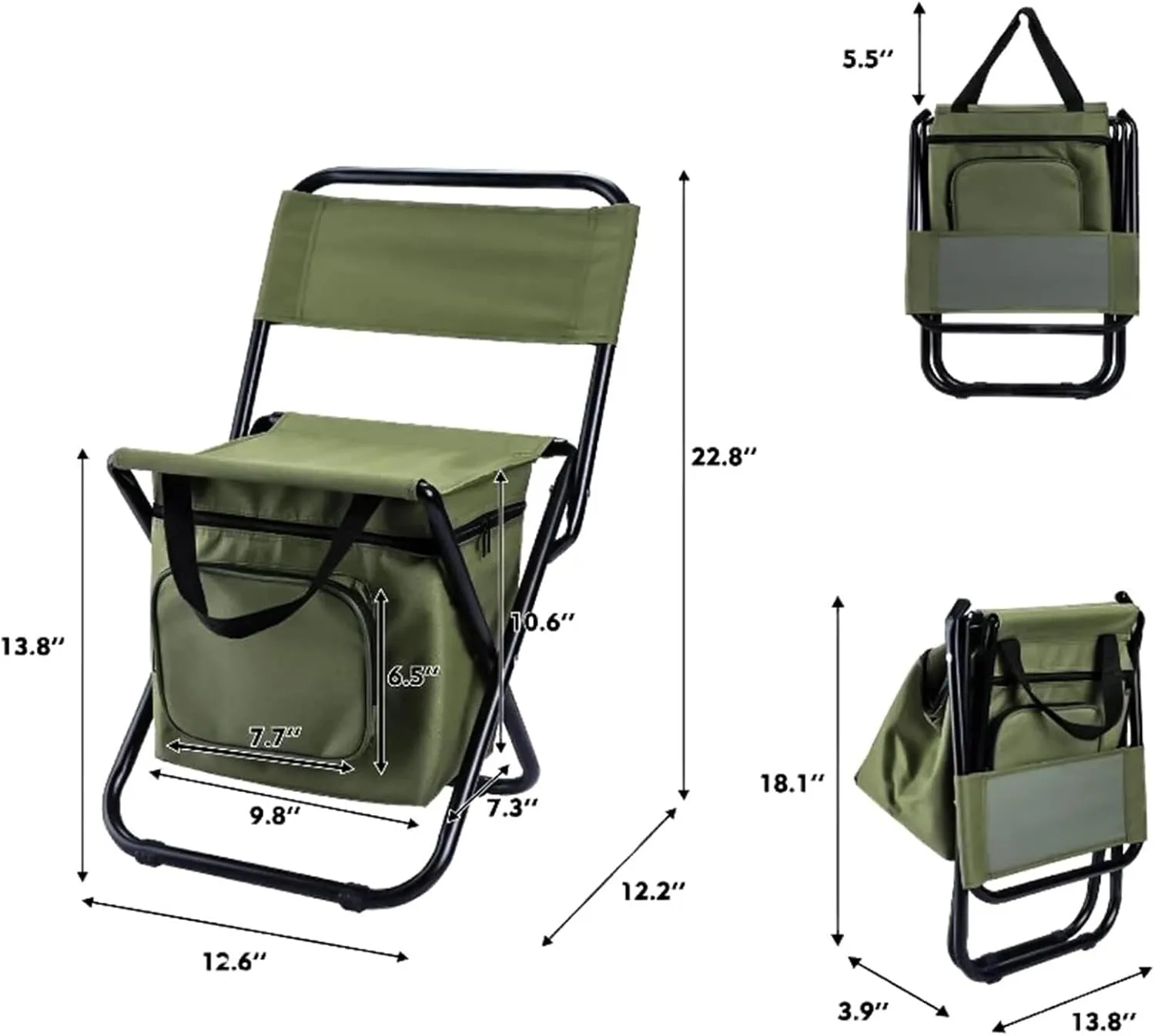 Fishing Chair with Cooler Bag Compact Fishing Stool Foldable Camping Chair Outdoor Folding Ice Bag Chair with Storage Bag (Size : Blue)
