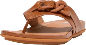 FitFlop Gracie Rubber-Chain Leather Toe Post Sandals