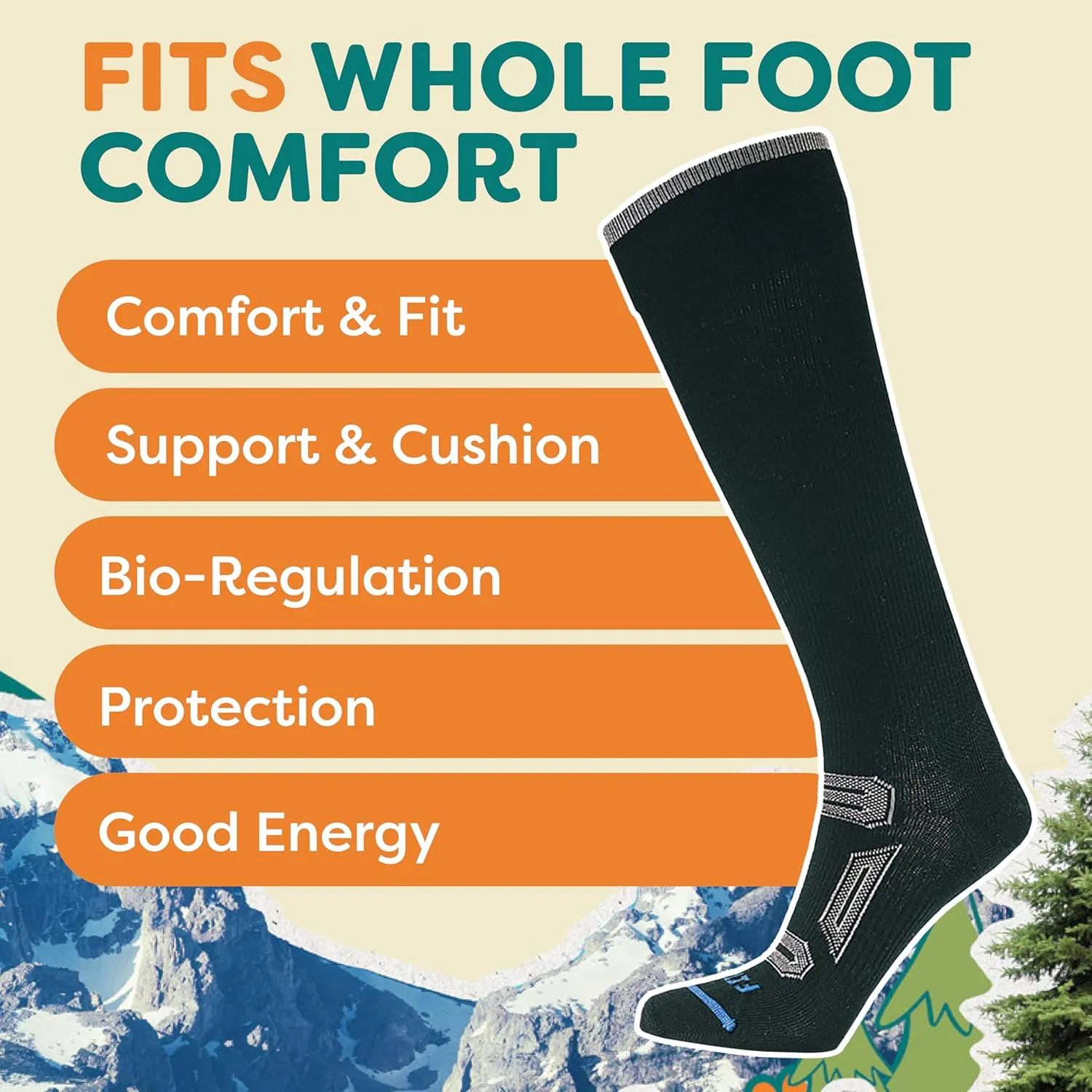 FITS Pinnacle Ski Socks For Men and Women, Ultra-fine Merino Wool, Over-the-Calf, Breathable, Lightweight, Whole Foot Comfort