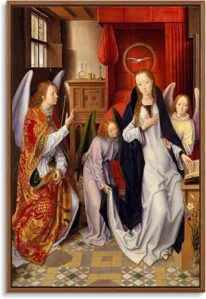 Floating Frame Canvas Print Wall Art - The Annunciation by Hans Memling - 16x24 inches