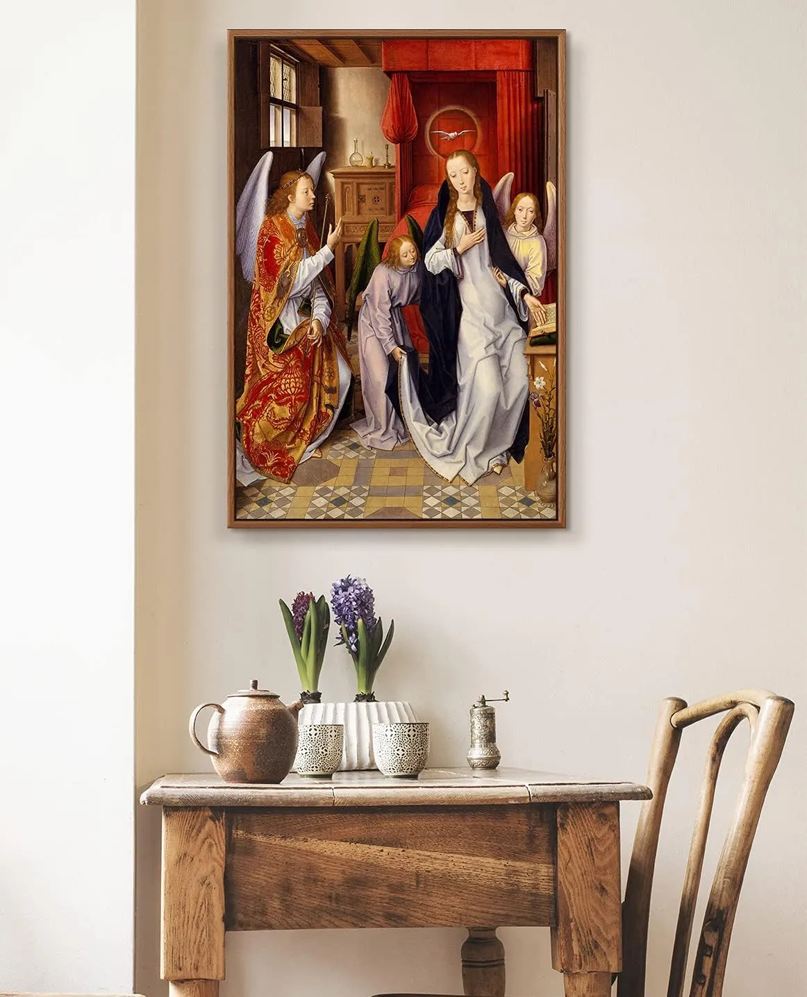 Floating Frame Canvas Print Wall Art - The Annunciation by Hans Memling - 16x24 inches