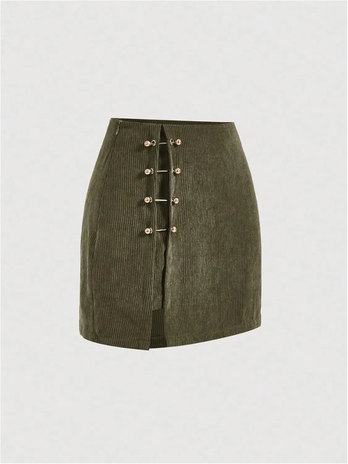 Floerns Women's Solid Split Hem Grommet Eyelet Skirt A Line Mini Skirt