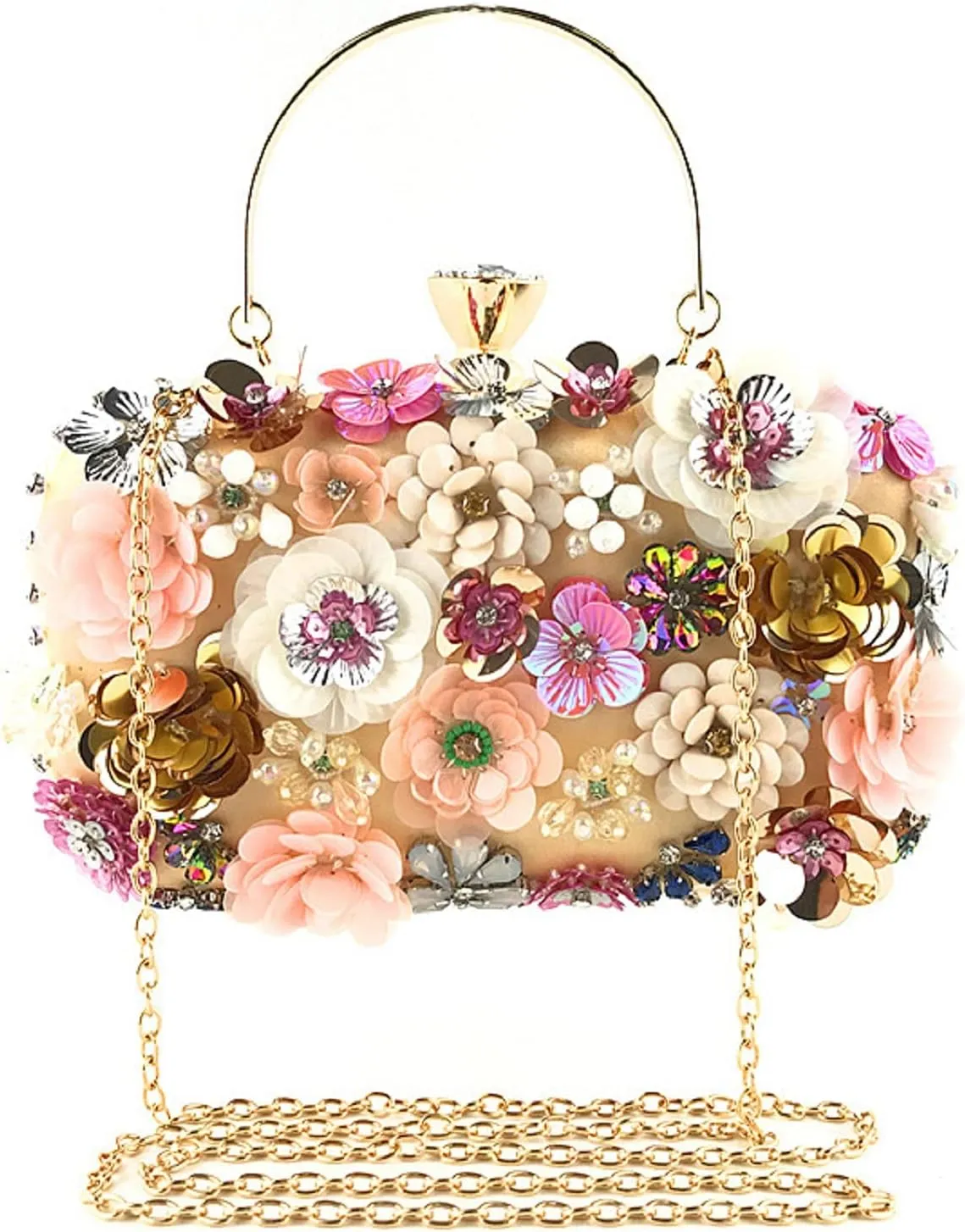 Flower Evening Bag Colorful Floral Clutch Purse 3D Flower Chain Handbag for Women Wedding Bridal Prom Party