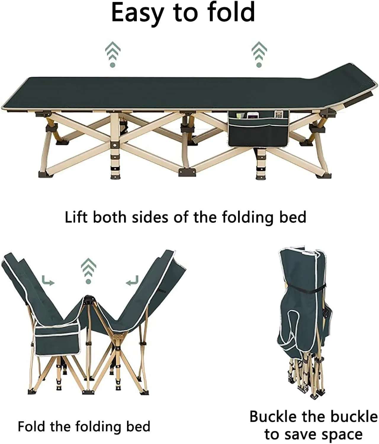 Folding Camping Bed Oxford Cloth Sleeping Cots for Adults Camping Cot 190 * 71 * 49cm Folding Cot Steel Portable Lounge Chair