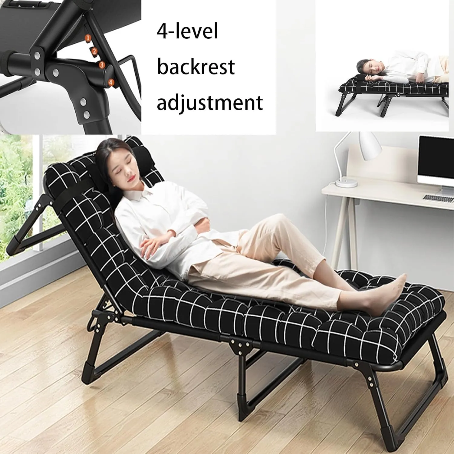 Folding Camping Cot,Camping Cot for Adults, Multi-Use Comfortable Camping Cots with Adjustable 4-Positions Enlarge Width Breathable Fabric(190 * 68 * 30cm)