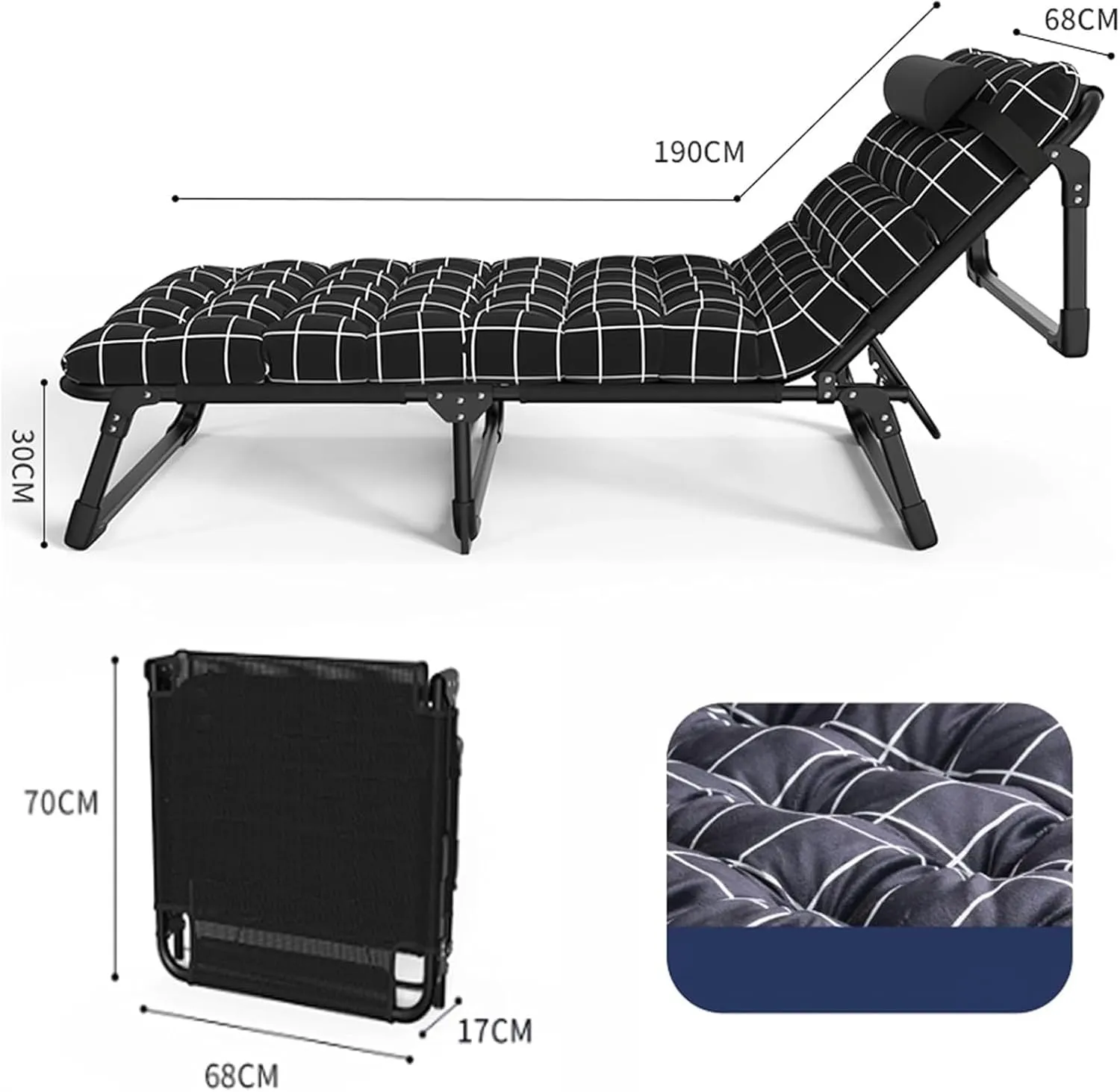 Folding Camping Cot,Camping Cot for Adults, Multi-Use Comfortable Camping Cots with Adjustable 4-Positions Enlarge Width Breathable Fabric(190 * 68 * 30cm)