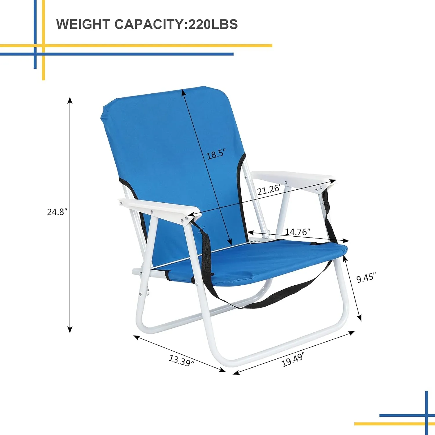 Folding Lawn Beach Chair,High Back Seat Backpack Portable Chairs for Adult,for Outdoor Camping Garden Concert Festival Sand Picnic BBQ,Supports 220 lbs (Style 1)