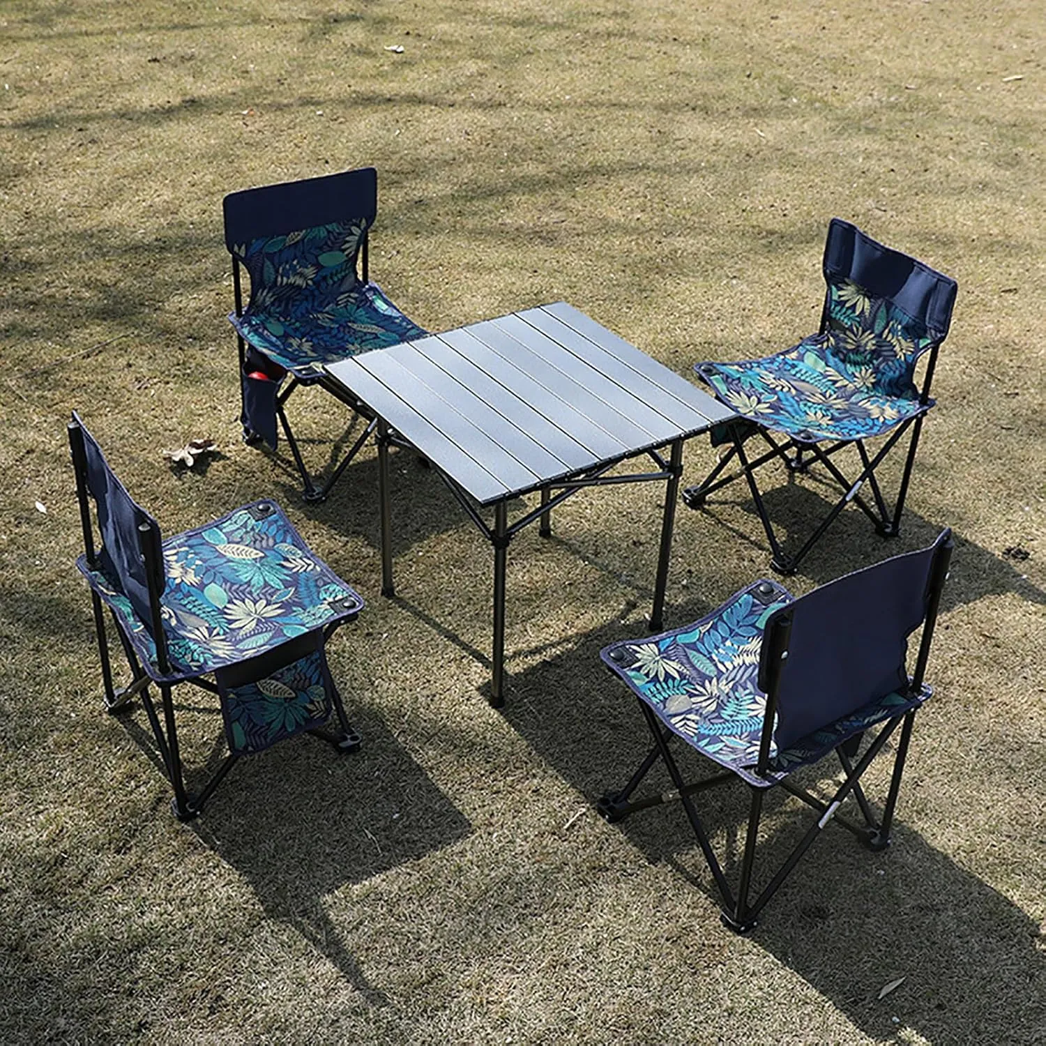 Folding Picnic Table & Picnic Chairs Set - Folding Table with 4 Folding Chairs, Folding Table and Chairs Set for Garden, Picnic & Camping,Black