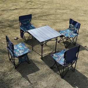 Folding Picnic Table & Picnic Chairs Set - Folding Table with 4 Folding Chairs, Folding Table and Chairs Set for Garden, Picnic & Camping,Black