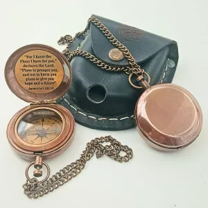 For I Know The Plans I Have For You, Jeremiah 29:11, Solid Brass Directional Engraved Compass, Baptism Gifts for Boys Girls, First Communion, Christian Gifts for Men, First Confirmation Gifts for Boys