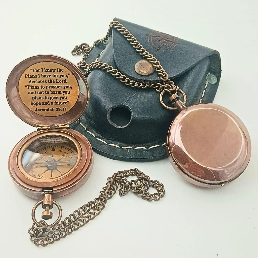 For I Know The Plans I Have For You, Jeremiah 29:11, Solid Brass Directional Engraved Compass, Baptism Gifts for Boys Girls, First Communion, Christian Gifts for Men, First Confirmation Gifts for Boys