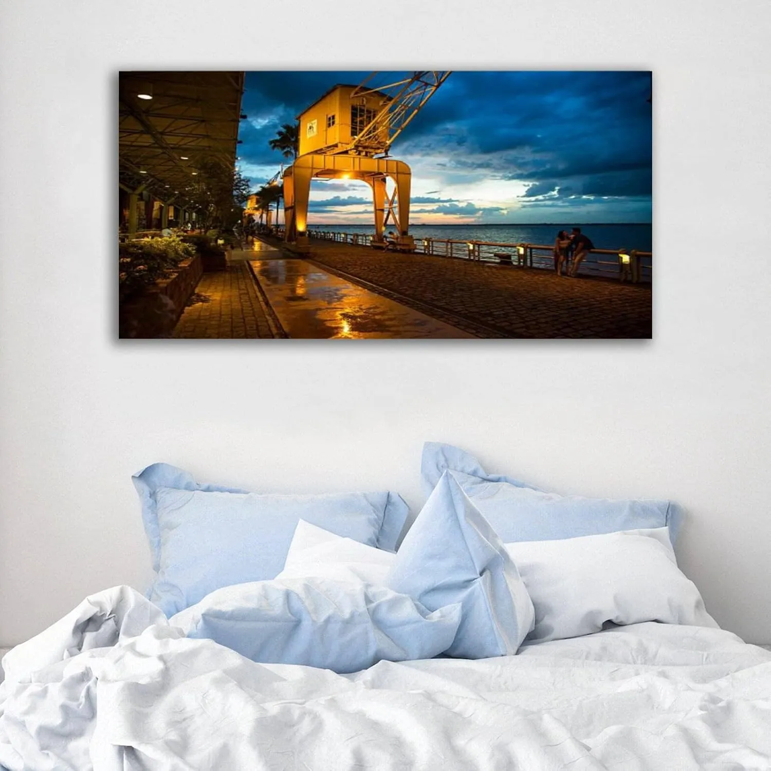 Framed Canvas Wall Art Print On Canvas Docks Station in Belm Par State Brazil Pictures Posters Artwork for Living Room Bedroom Ready to Hang Wall Decor 20X40