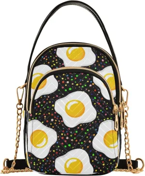 Fried Egg Colorful Dark Multi Pockets Crossbody Bags for Women Zip Cell Phone Purse Wallet Bag with Detachable Shoulder Strap Cross Body Handbag for Women Girls Trendy Shopping Traveling Working Gift
