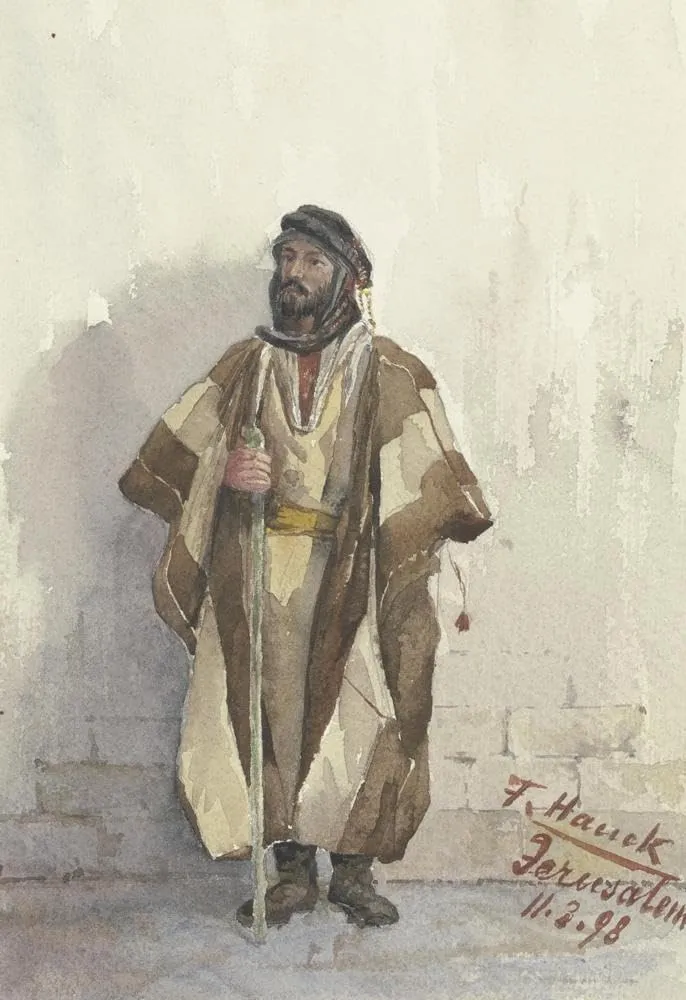 Fritz Hauck 18x24 Gallery Wrapped Canvas Museum Art Print Titled: Jew Standing at a Wall (1898)