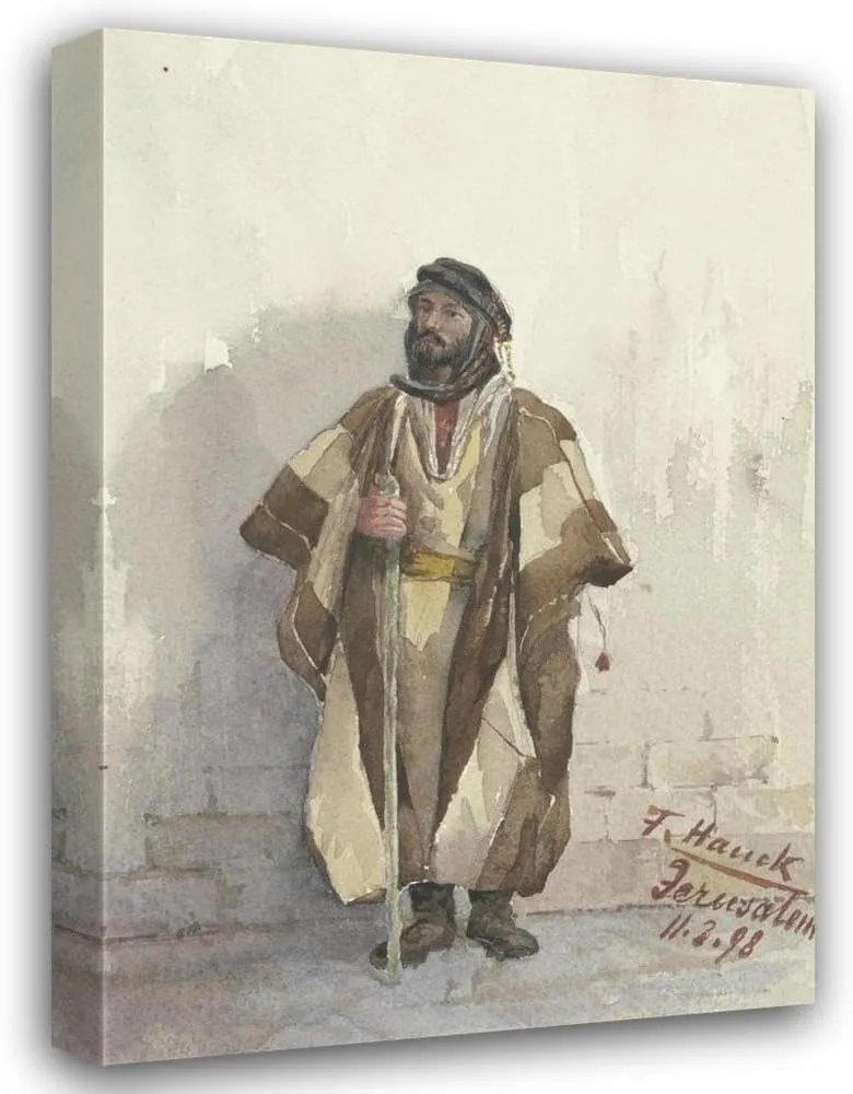 Fritz Hauck 18x24 Gallery Wrapped Canvas Museum Art Print Titled: Jew Standing at a Wall (1898)