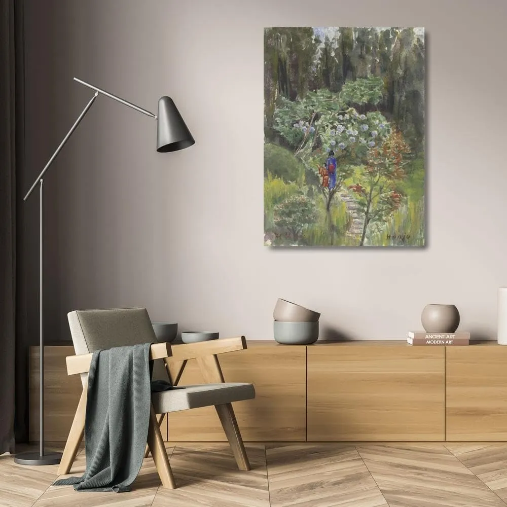 Fritz Hauck 19x24 Gallery Wrapped Canvas Museum Art Print Titled: Japanese Garden (1900)