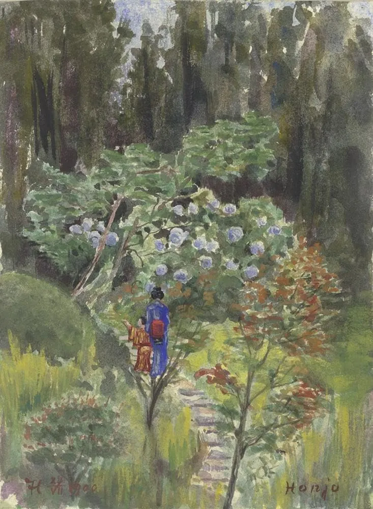 Fritz Hauck 19x24 Gallery Wrapped Canvas Museum Art Print Titled: Japanese Garden (1900)