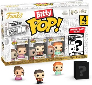 Funko Bitty POP HP GOF - Hermione, 4-Pack and A Surprise Mystery Mini Figure - 0.9 Inch (2.2 Cm) - Harry Potter Collectable - Stackable Display Shelf Included - Gift Idea - Party Bags Stocking