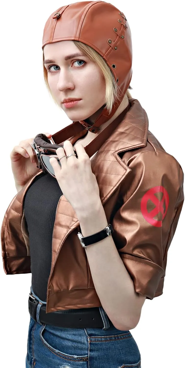 FURPHI Steampunk Aviator Hat with Ear Flaps PU Leather Vintage Cap for Women