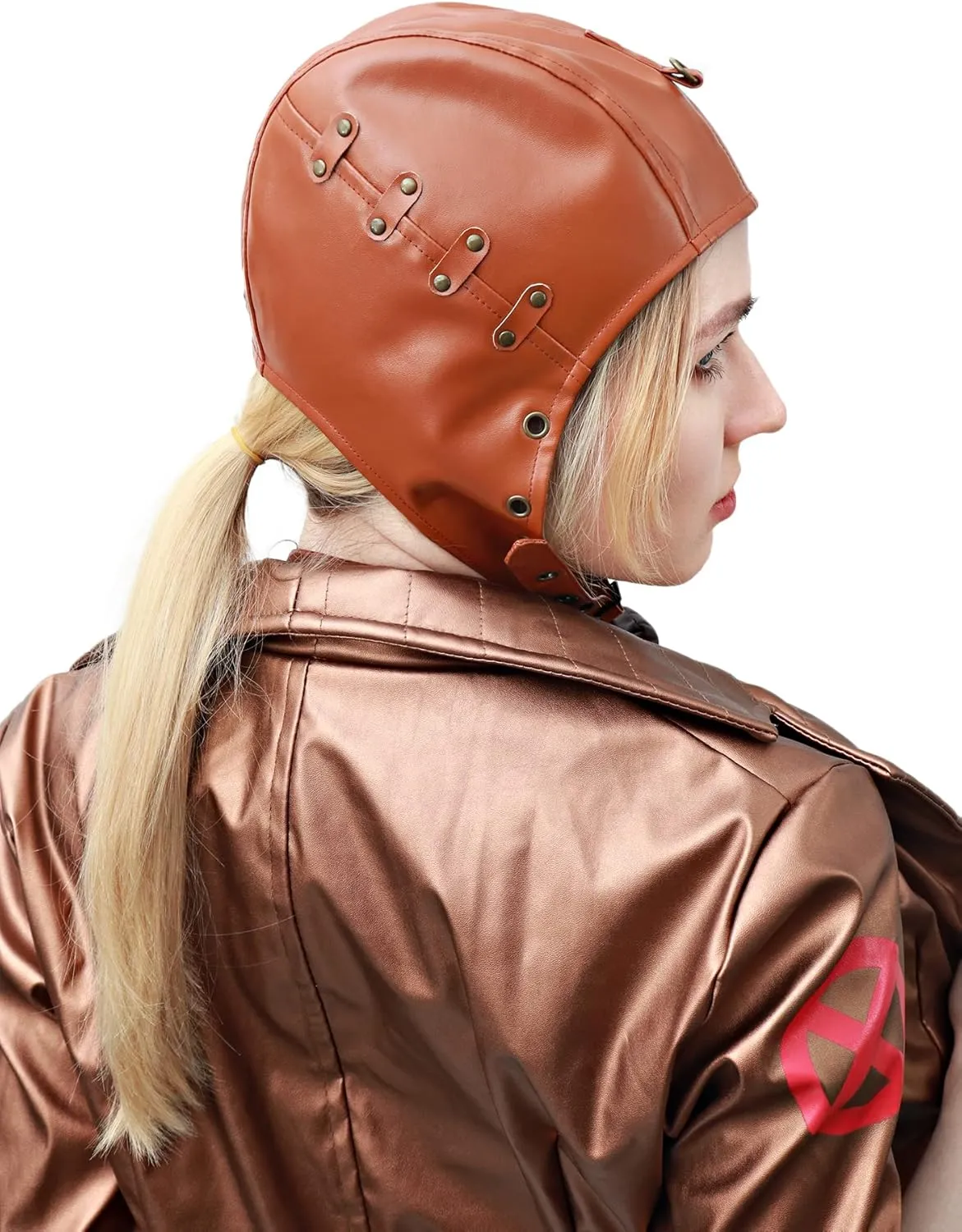 FURPHI Steampunk Aviator Hat with Ear Flaps PU Leather Vintage Cap for Women