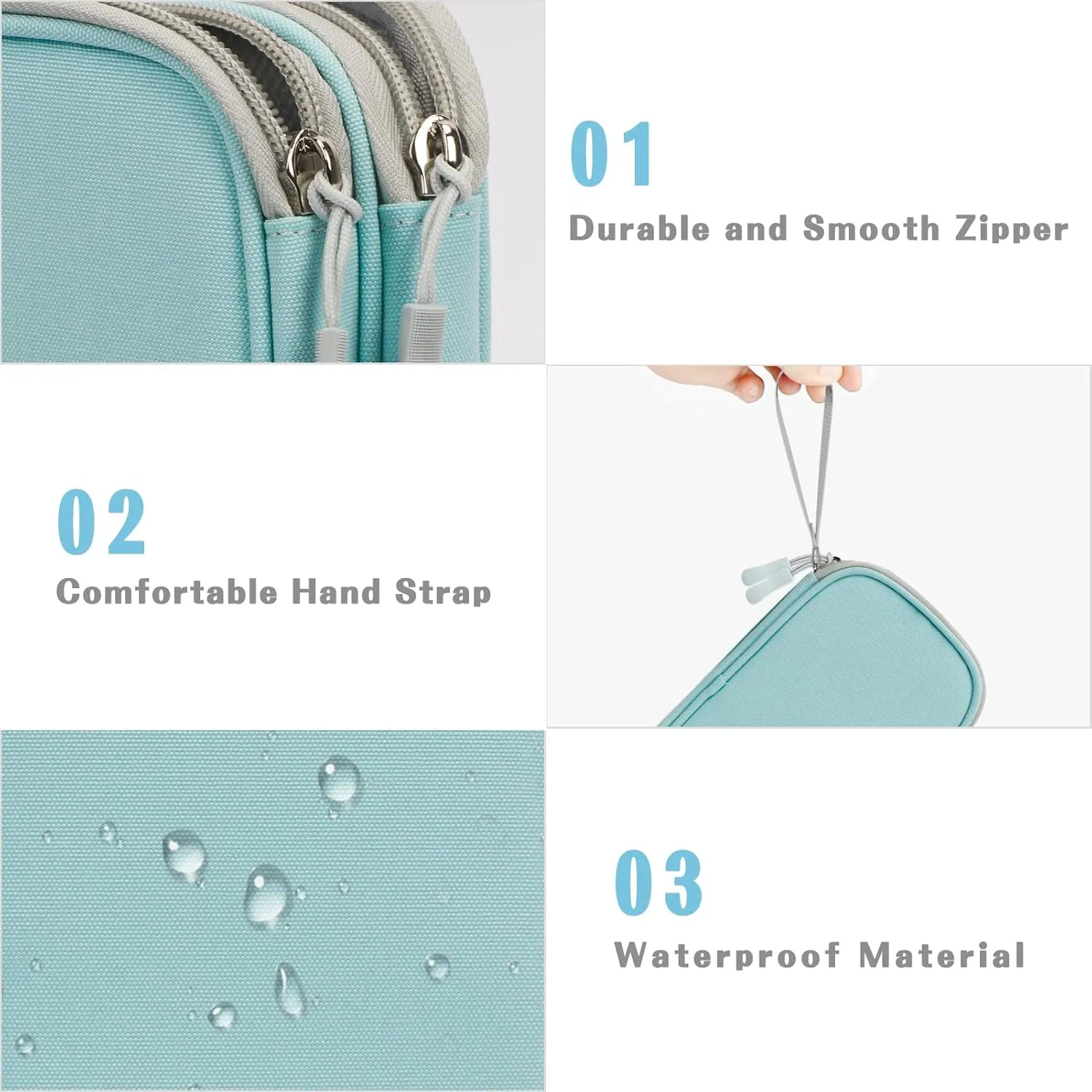 FYY Electronic Organizer, Travel Cable Organizer Bag Pouch Electronic Accessories Carry Case Portable Waterproof Double Layers All-in-One Storage Bag for Cable, Charger, Phone, Earphone, Mint Green